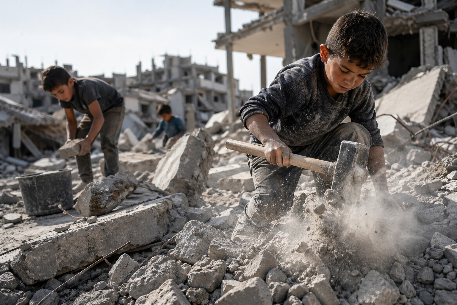 Children in Gaza Risk Their Lives to Rebuild