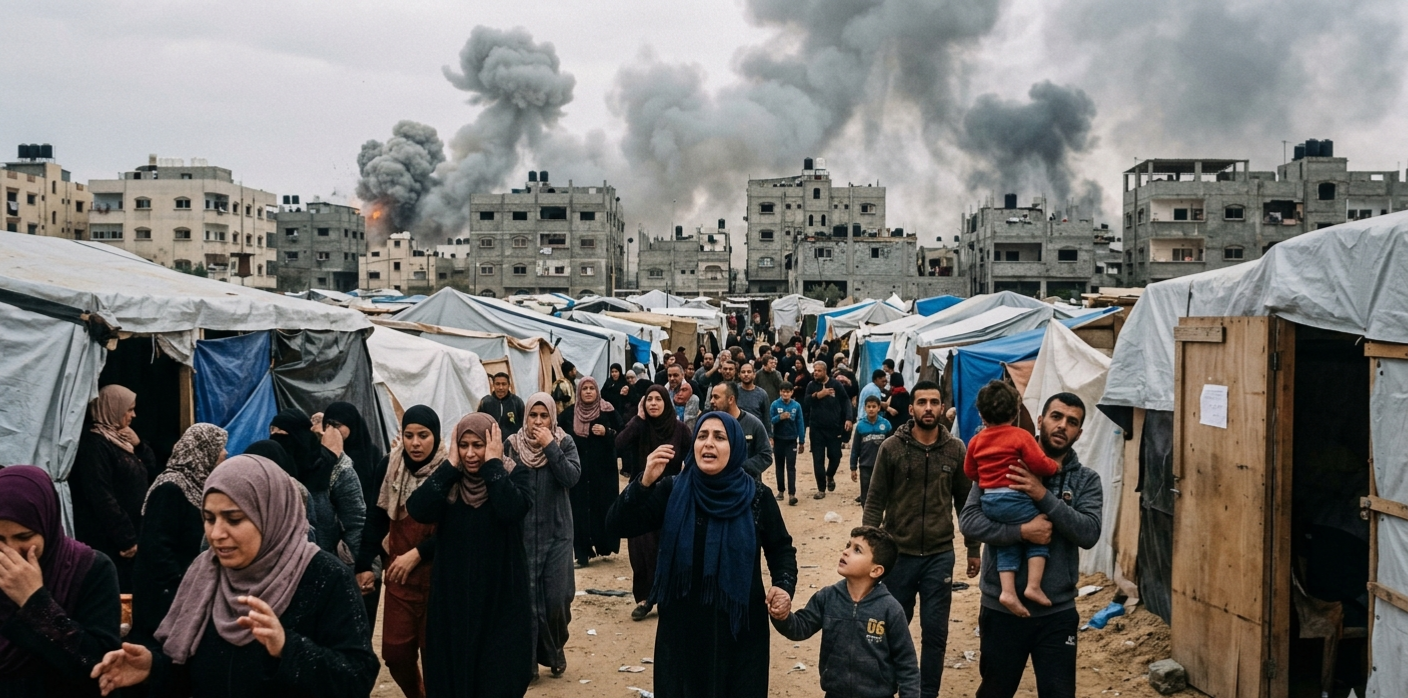 Israeli Strikes in West Gaza Spread Fear Among Displaced Families
